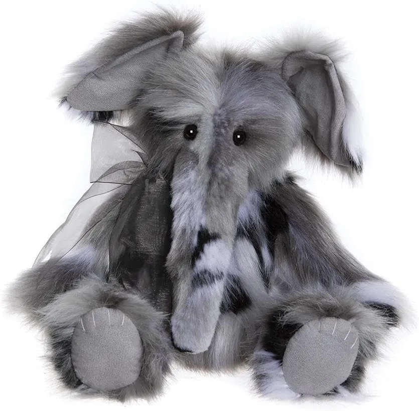 Charlie Bears 2024 - Earl Stuffed Elephant Teddy Bear Grey - Fully Jointed | Collectable Cuddly Soft Toy Gift Animal Safari