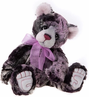 Charlie Bears Birthday Bear 2023 Purple Collectable Teddy Bear with Bow Weighted Collectable