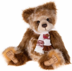 Charlie Bears Gingerbread Cookie Plush Bear, 19.5 inches/50cm, Knitted Scarf, Sculpted Paw Pads