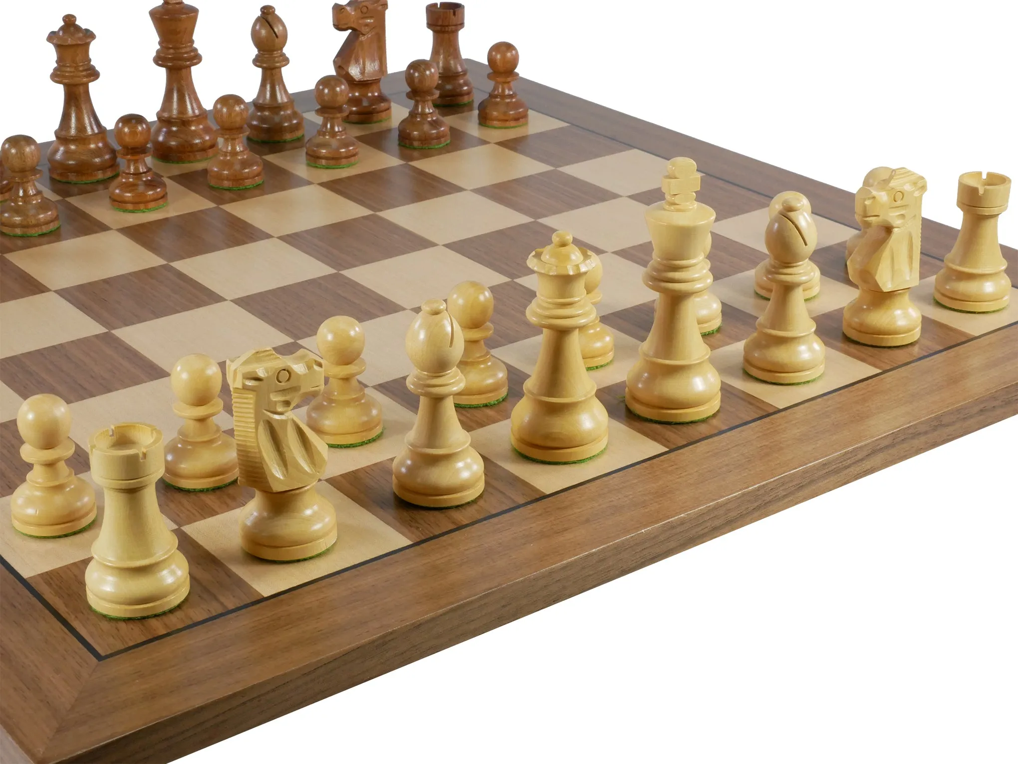 Chess Set - Sheesham French Men on Walnut/Maple Board