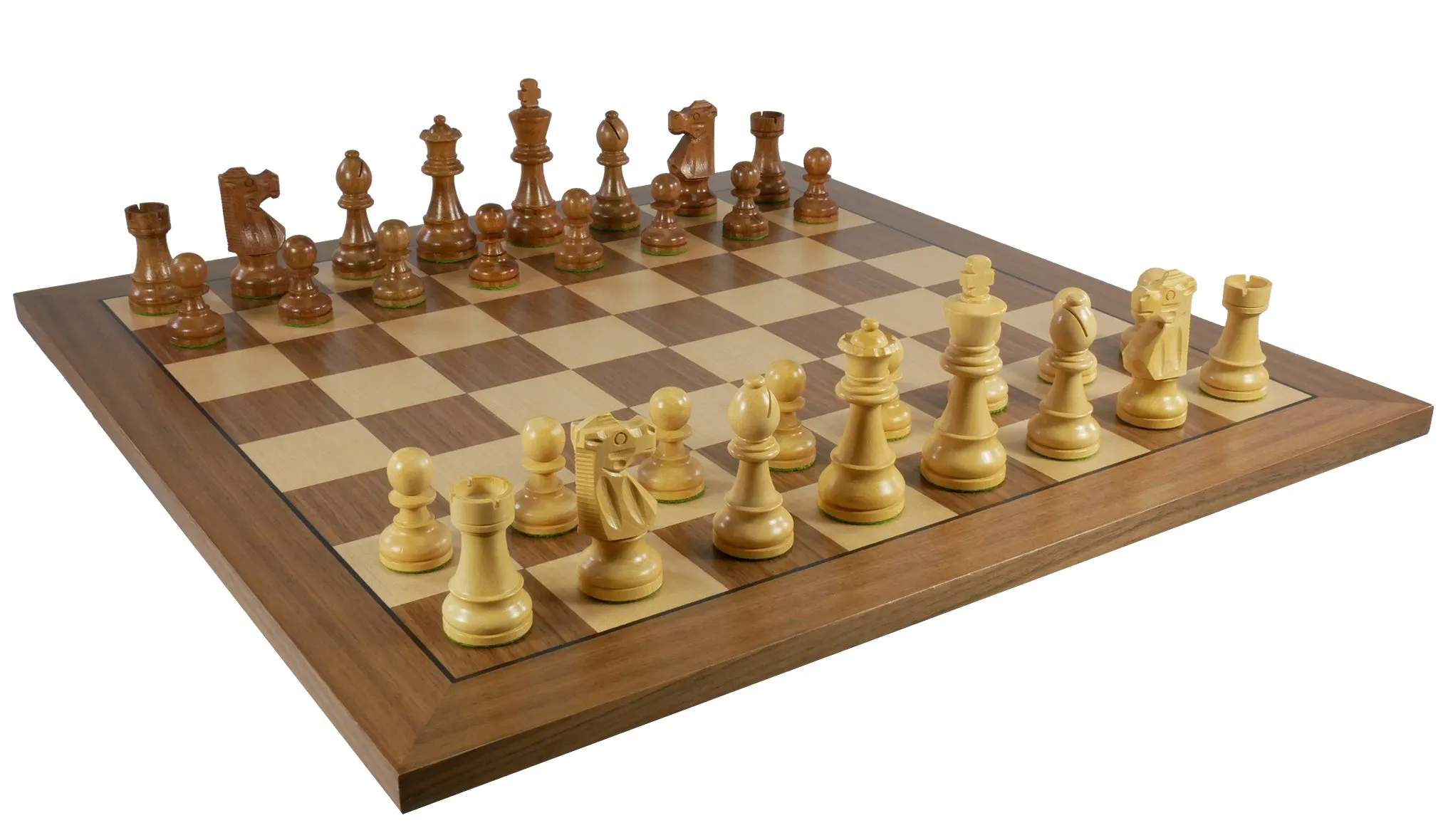 Chess Set - Sheesham French Men on Walnut/Maple Board