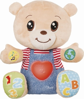 Chicco Teddy The Emotional Bear Interactive Bilingual German/English Plush Animal Educational Plush Animal for Emotions, Numbers Letters, Lights and Songs, Children's Toy 6 Months