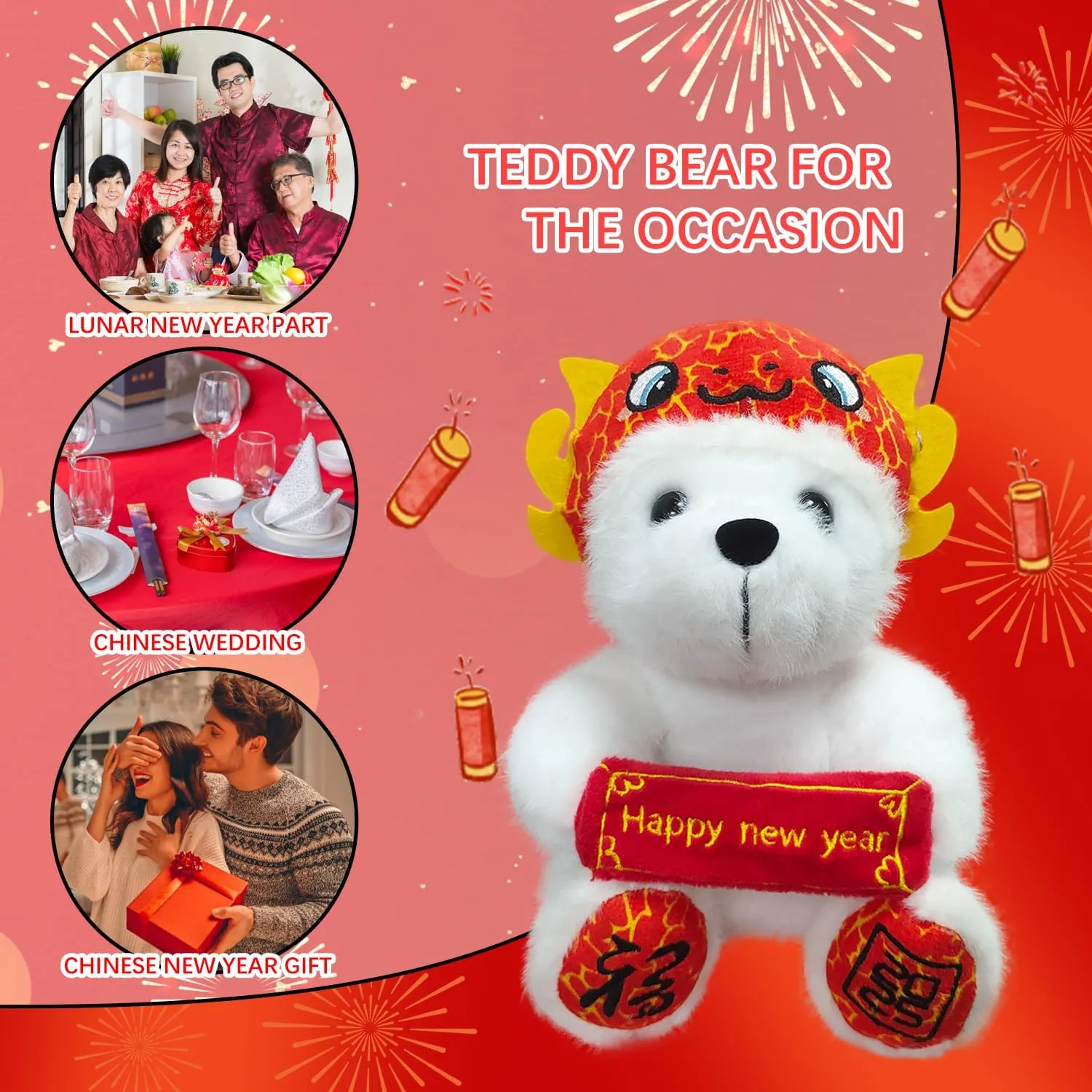 Chinese New Year Snake Plush Lunar New Year Teddy Bears Plush Stuffed Animal Year of The Snake 2025 Spring Festival Mascot Decorations Gifts for Adults