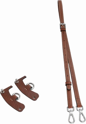 Chispee Leather Straps Replacement Crossbody Purse Shoulder Strap Fit for longchamp mini Bag (Brown Silver)