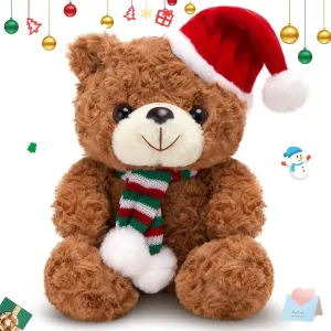 Christmas Teddy Bear with Red Santa Hat Bear Stuffed Animals Soft Cute Merry Christmas Plush Teddy Bears Gifts for Kids Girl Boys