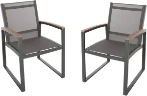 Christopher Knight Home 305235 Aubrey Outdoor Mesh Dining Chairs with Aluminum Frame (Set of 2), Gray