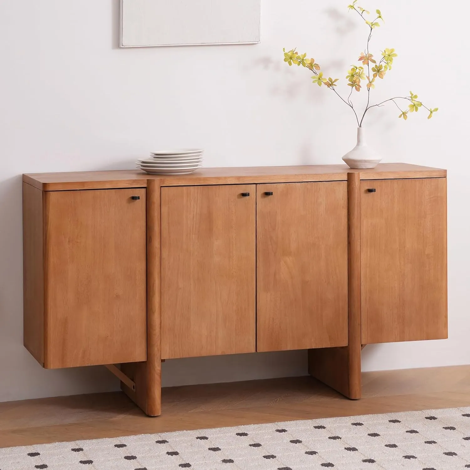 Christopher Knight Home Austen Retro Minimalist Wooden Storage Sideboard, Living Room Cupboard with Shelves, Dining Room/Kitchen Buffet Cabinet, Entryway Display Table, Home Office Credenza, Brown