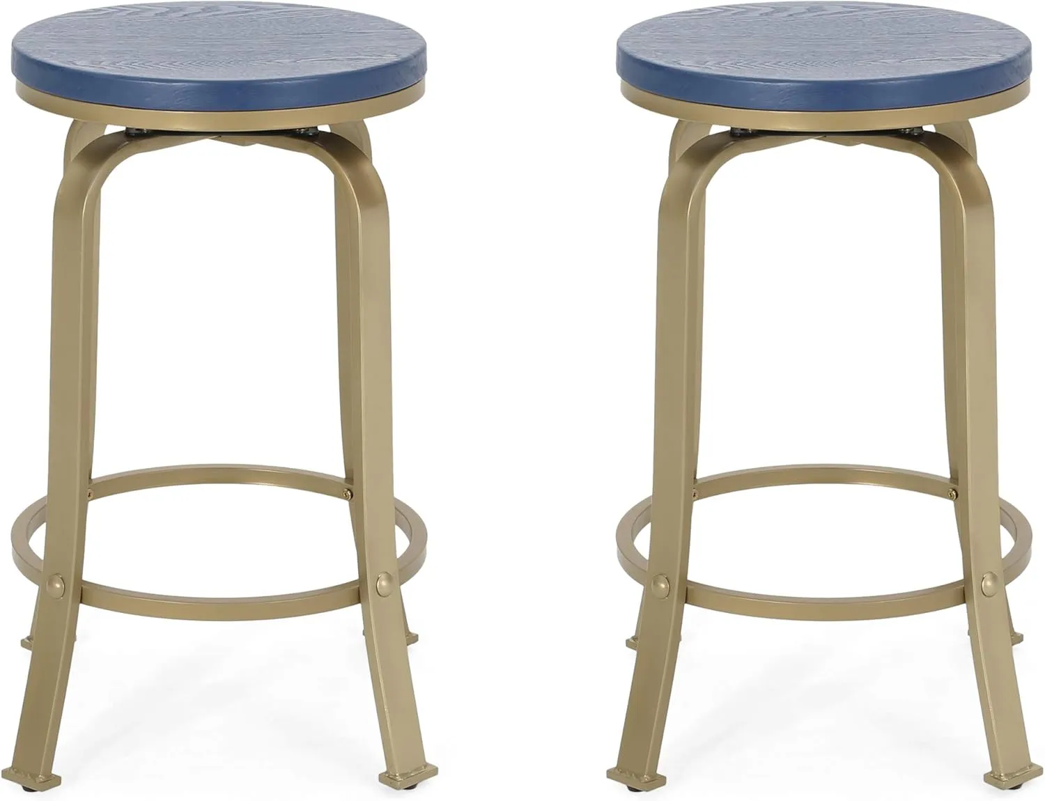 Christopher Knight Home Modern Industrial Swiveling Counter Stool (Set of 2), Blue and Gold