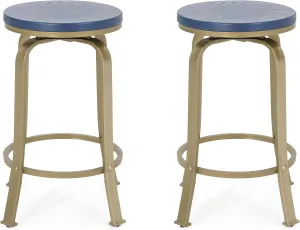 Christopher Knight Home Modern Industrial Swiveling Counter Stool (Set of 2), Blue and Gold