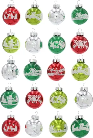 Christopher Radko Holiday Splendor 1.25" 20c Signature Flocked Holiday Glass Tree Ornaments