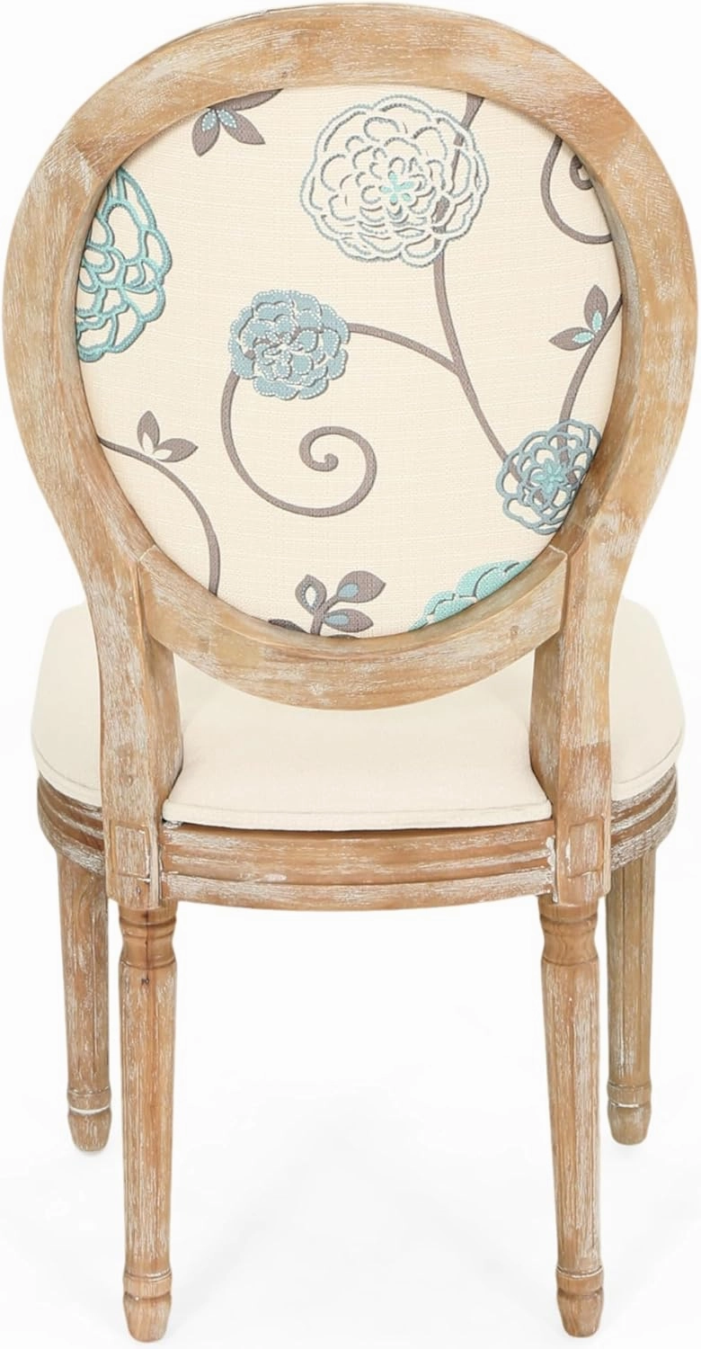 Christopher Knight Home Reed Upholstered Farmhouse Dining Chairs, Blue, White, and Beige (Set of 2)