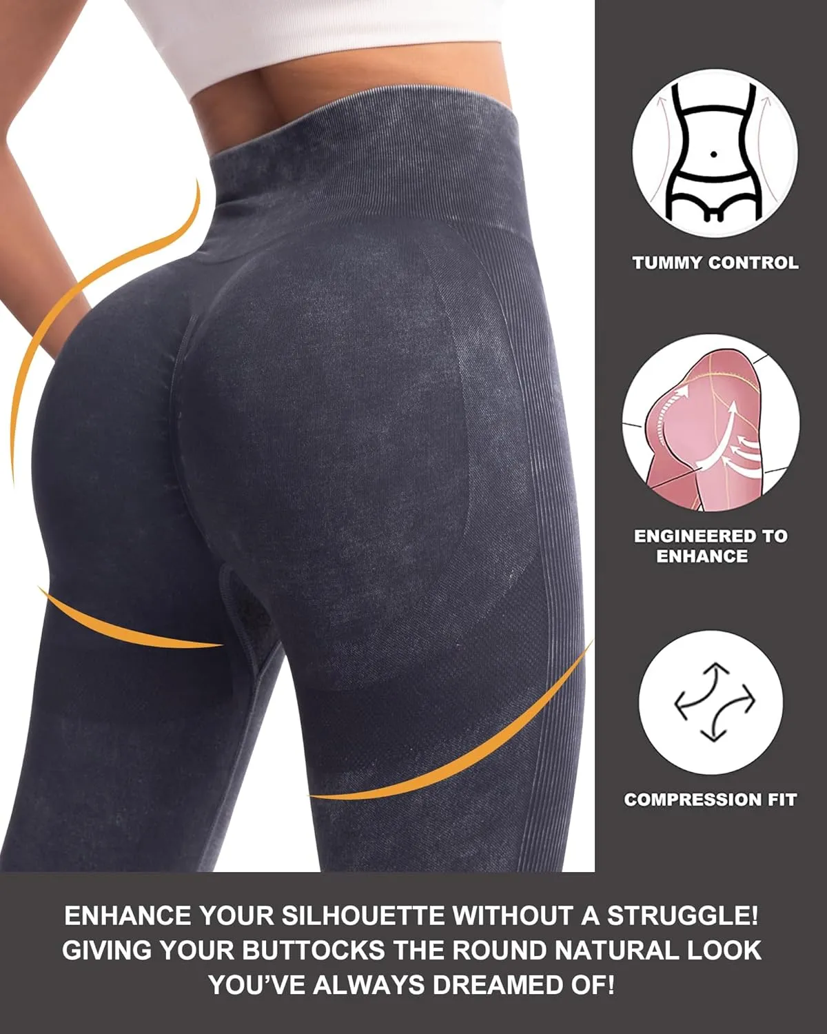 CHRLEISURE 3 Piece Workout Leggings Sets for Women, Gym Scrunch Butt Butt Lifting Seamless Leggings