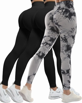 CHRLEISURE 3 Piece Workout Leggings Sets for Women, Gym Scrunch Butt Butt Lifting Seamless Leggings