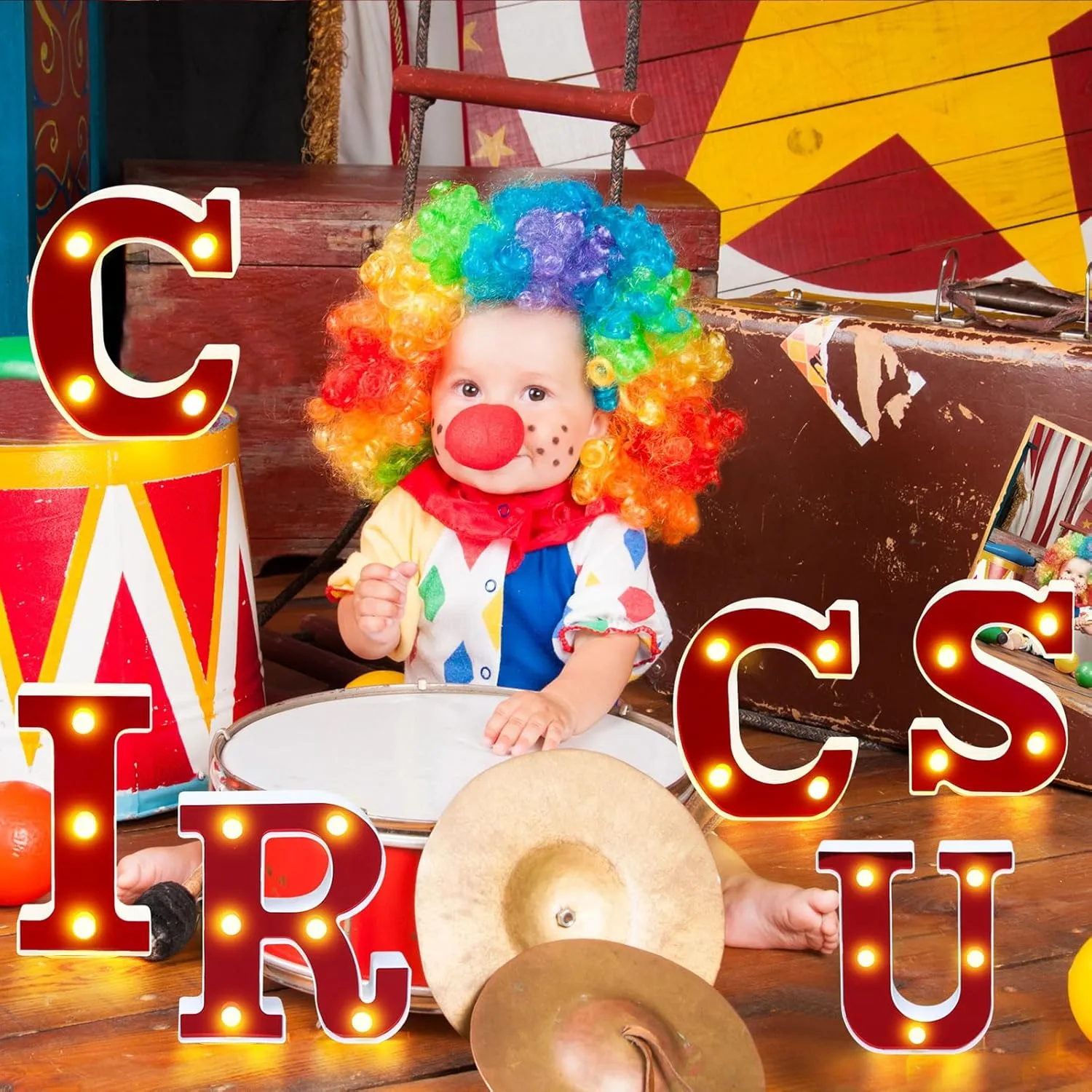 Circus Light up Letters Sign Party Decorations Battery Powered Marquee Lighted Sign Alphabet LED Letter Lights for Night Party Tabletop Decor Supplies