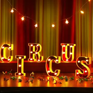 Circus Light up Letters Sign Party Decorations Battery Powered Marquee Lighted Sign Alphabet LED Letter Lights for Night Party Tabletop Decor Supplies