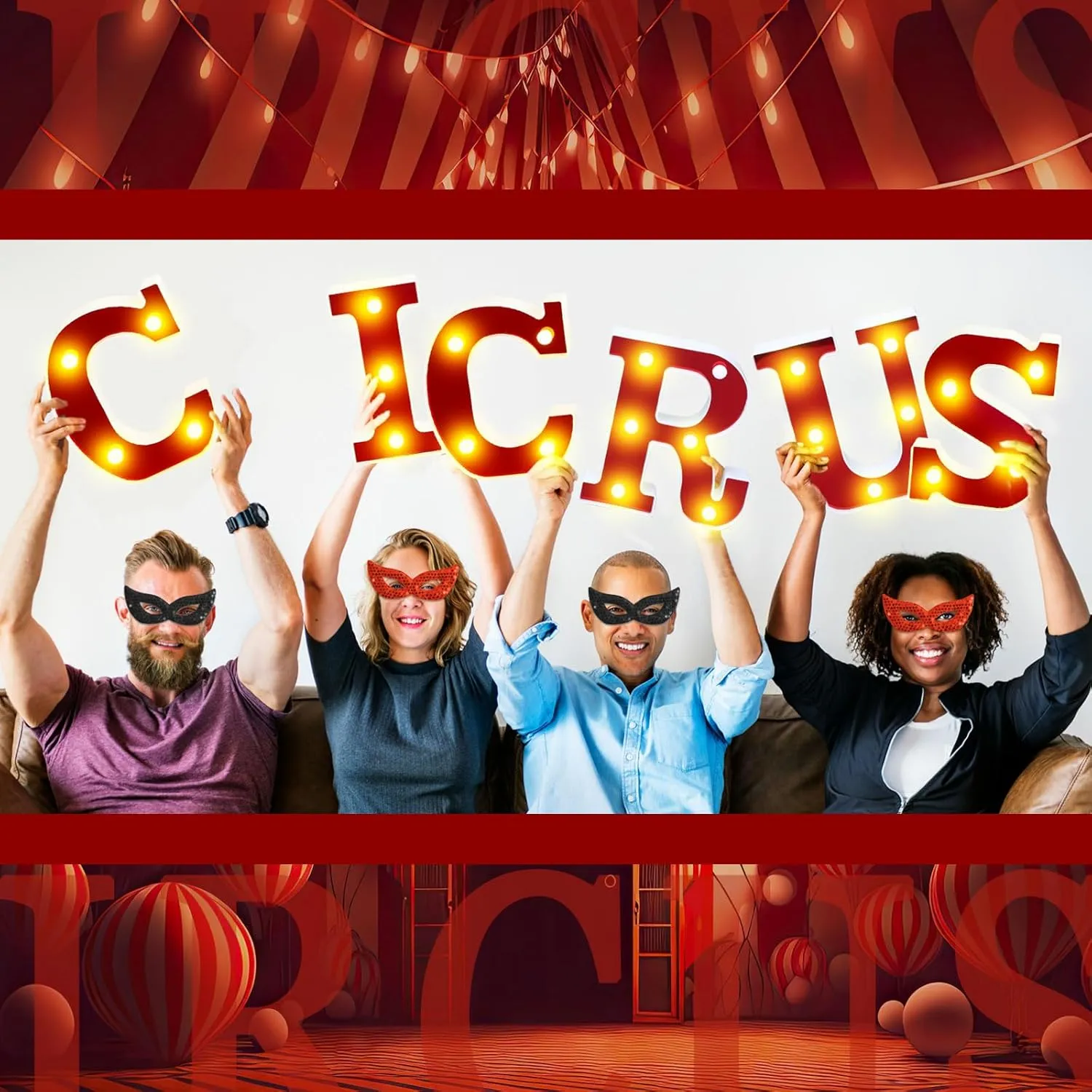 Circus Light up Letters Sign Party Decorations Battery Powered Marquee Lighted Sign Alphabet LED Letter Lights for Night Party Tabletop Decor Supplies