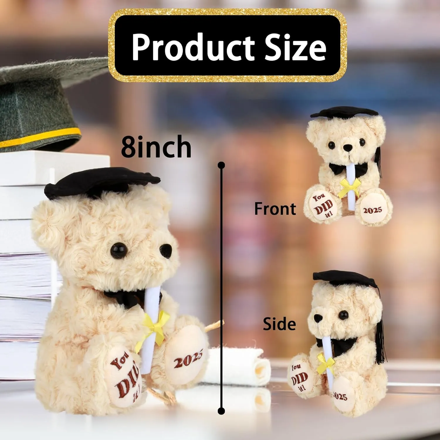 Class of 2025 Gifts Graduation Plush - Graduation Bear with Cap & Diploma, High School Graduation Gifts Cute Preschool Graduation Teddy Toy Gift for Girls Boys - 8 Inches Grad Bear (You Did It)