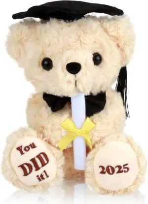 Class of 2025 Gifts Graduation Plush - Graduation Bear with Cap & Diploma, High School Graduation Gifts Cute Preschool Graduation Teddy Toy Gift for Girls Boys - 8 Inches Grad Bear (You Did It)