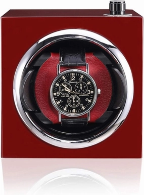 Classic Automatic Mechanical Watch Motor Shaker Red Orange Black Mini Single Watch Winding Device Watch Holder Display Jewelry Storage Box Quiet and Well Operated