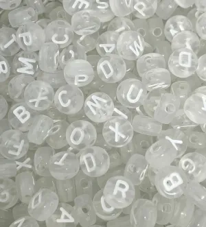Clear Alphabet Beads for Jewelry Making, Clear Letter Beads for Bracelet, Clear Coin Alphabet Beads, Pastel Goth Beads, Letter Bead Set