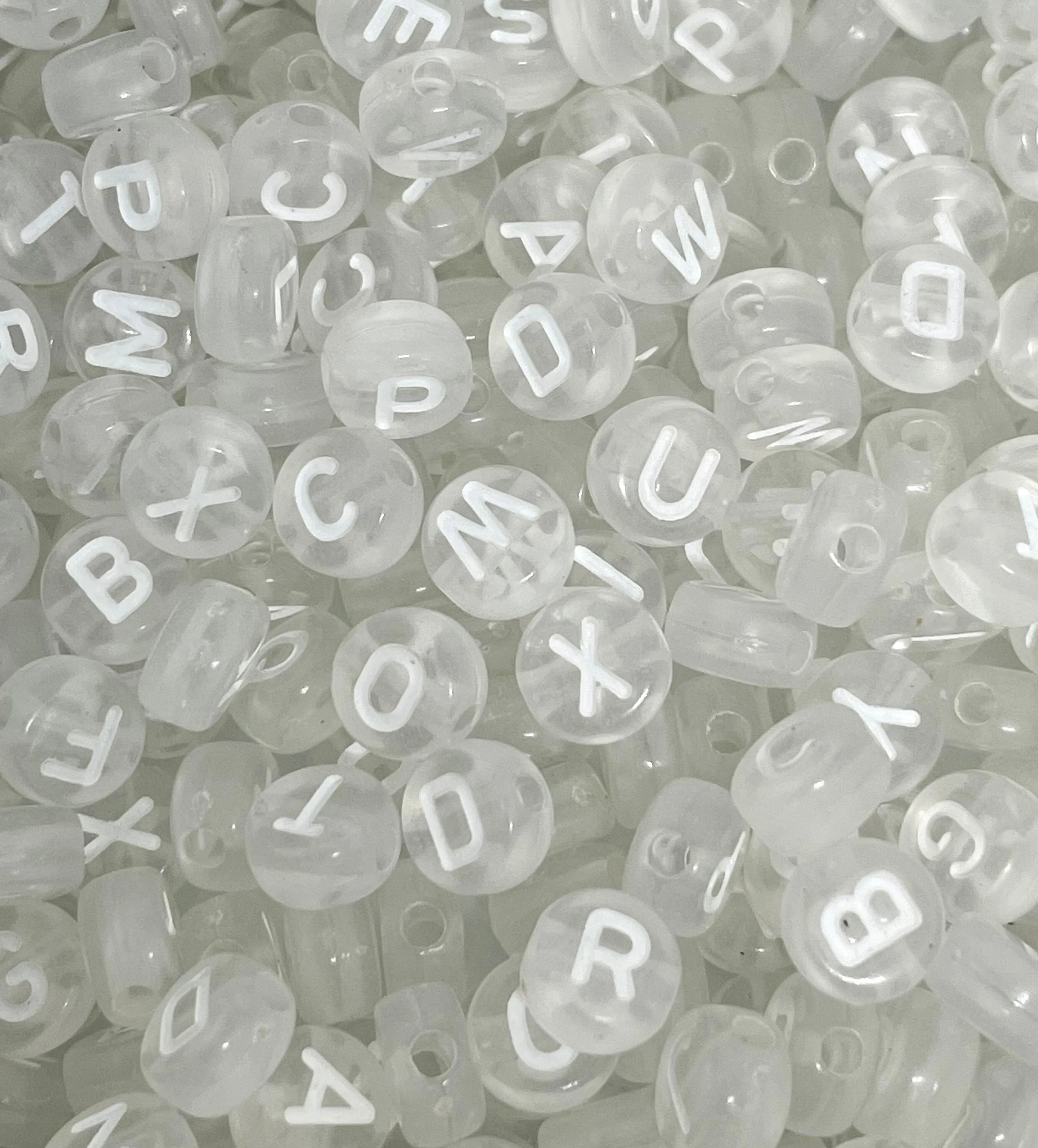 Clear Alphabet Beads for Jewelry Making, Clear Letter Beads for Bracelet, Clear Coin Alphabet Beads, Pastel Goth Beads, Letter Bead Set