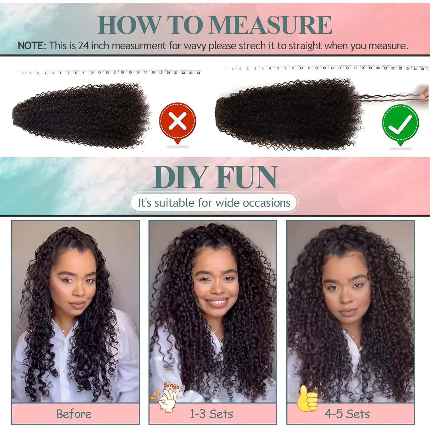 Clip In Curly Hair Extensions - 140G Synthetic hair #99j burgundy Clip In Hair Extensions Natural Thick Jerry For Black Women Hair extensions Hairpieces(T1B/99J# 24 Inch)(Pack of 7)