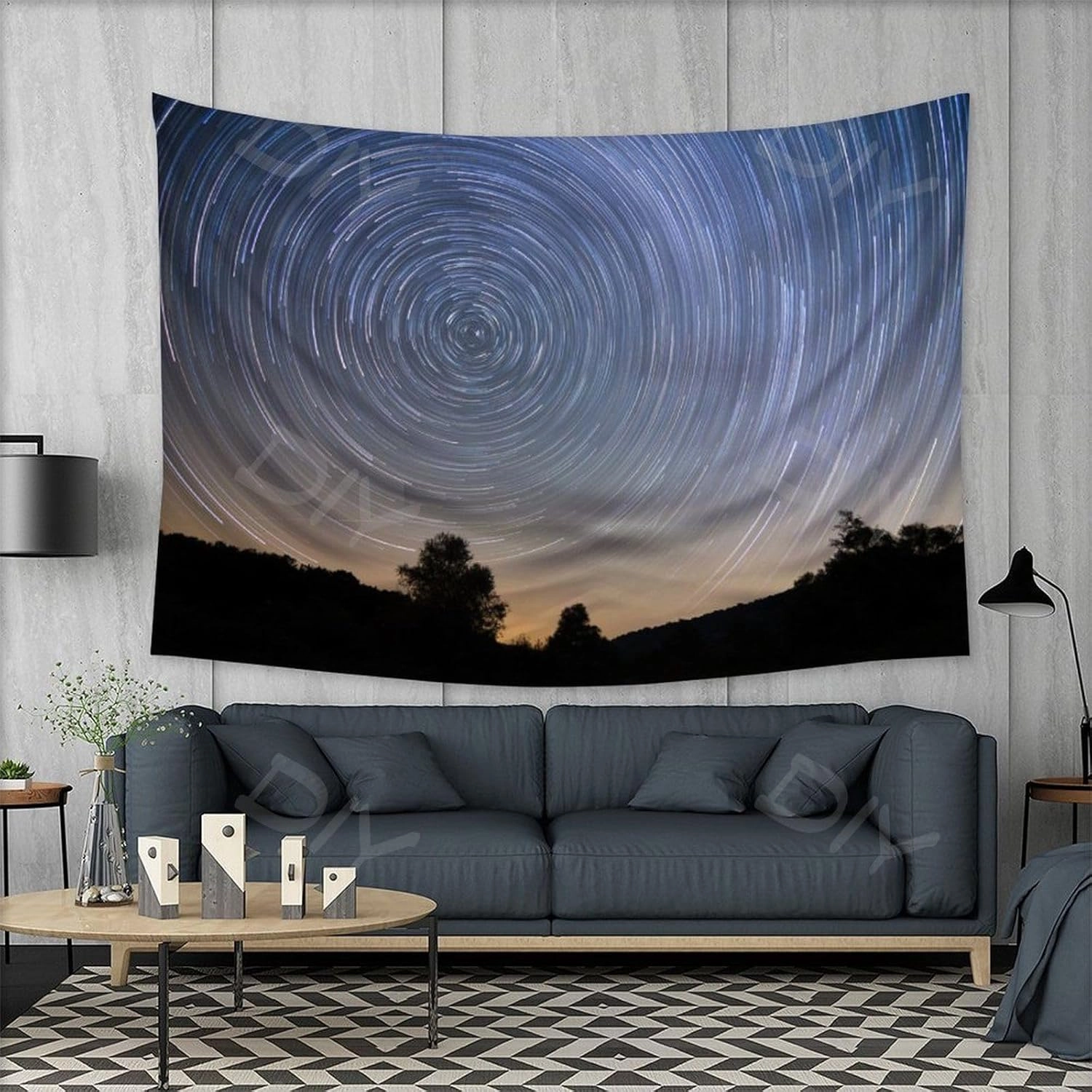 CLSYCYX Star Orbits And Forest Mountain Ranges Wall Tapestry Wall Hanging Decor Wall Art for Bedroom Living Room Dorm Picnic 70x90inch(180x230cm)