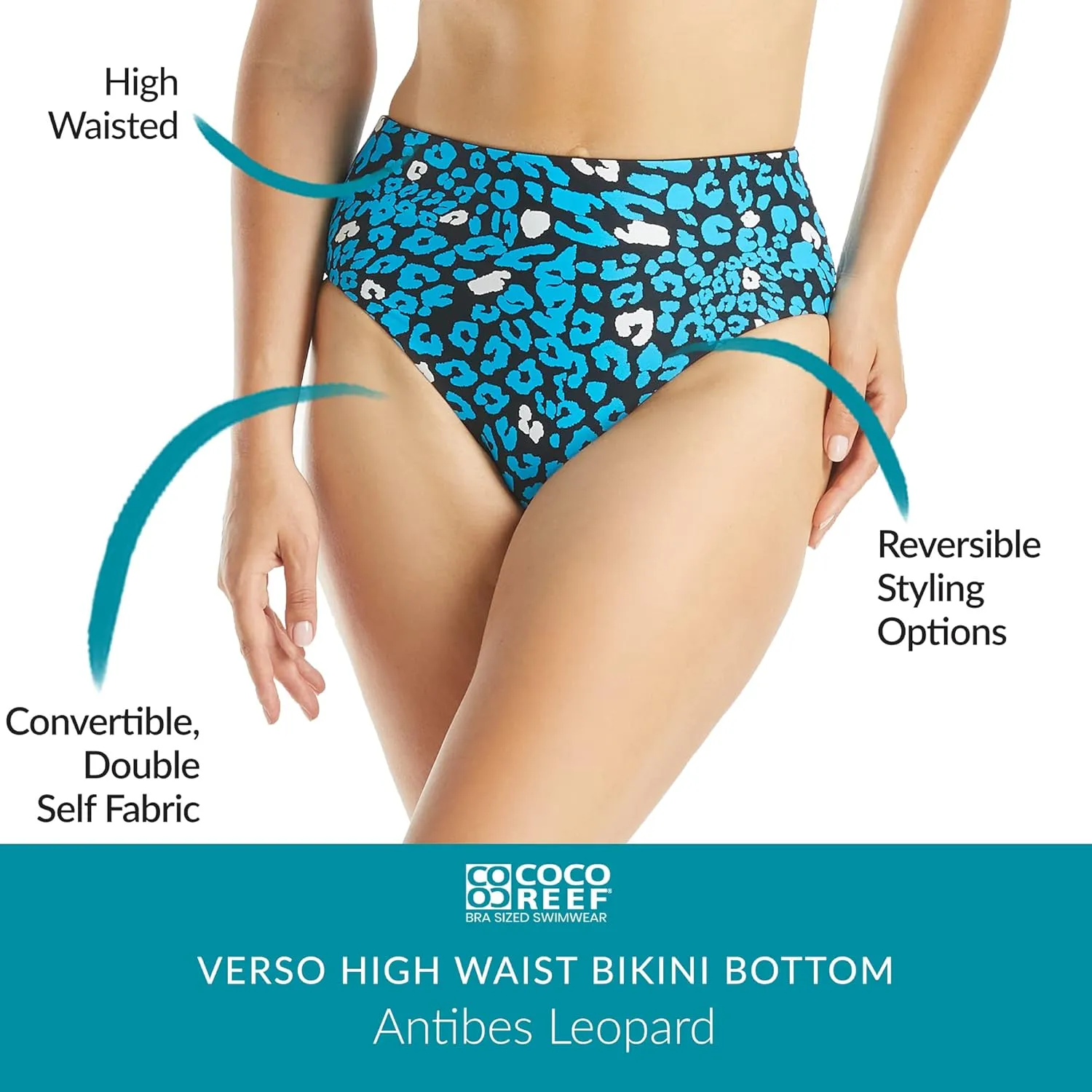 COCO REEF Verso Reversible High Waist Bikini Swim Bottom — Rollover Low Rise Option