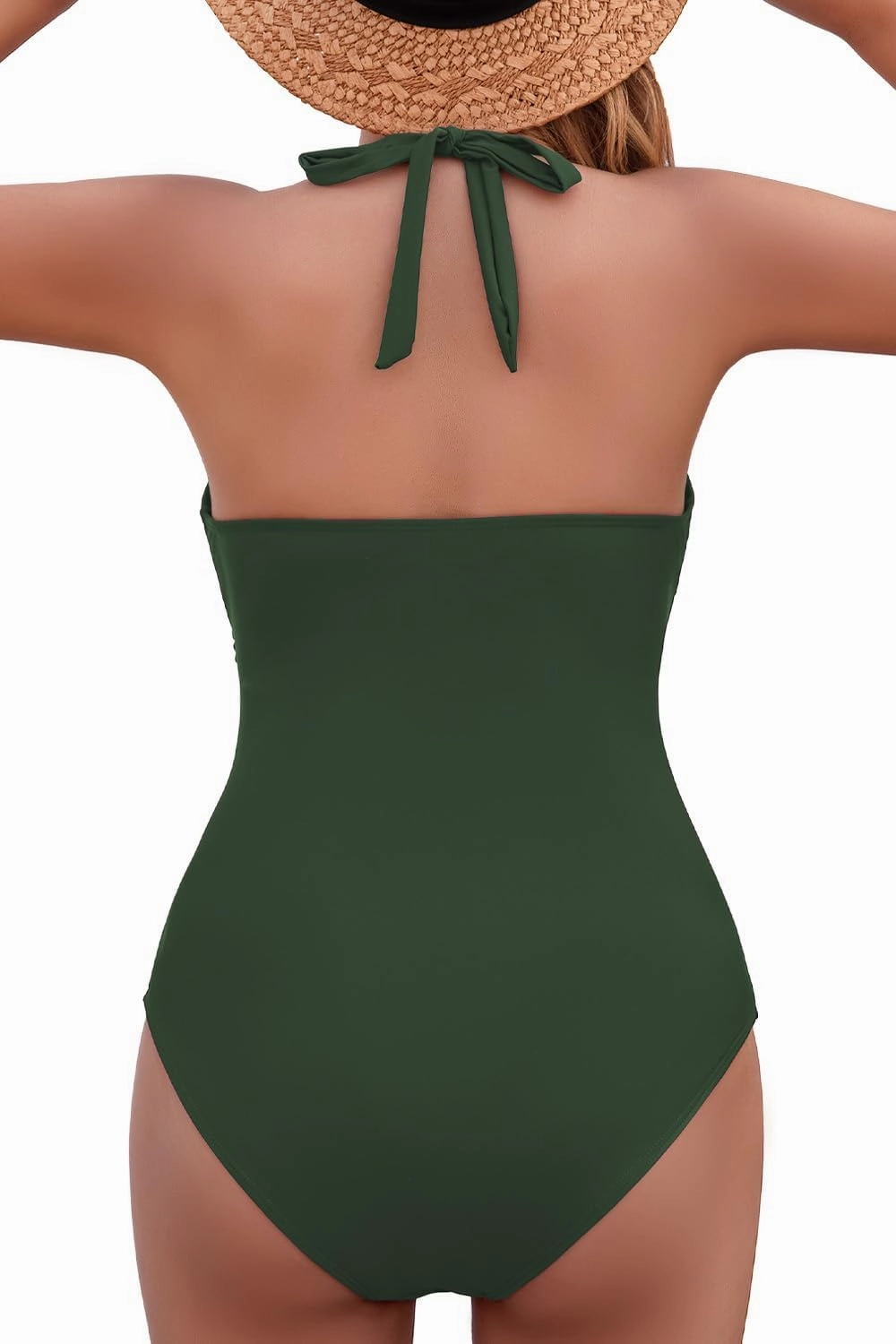 COCOPEAR One Piece Crossover Swimsuit High Waisted Tummy Control Swimwear Ruched Halter Push Up Bathing Suits for Women