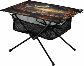 Coffee Pattern Portable Folding Camping Table, Compact Lightweight Beach Table with Carrying Bag for Outdoor Picnics, BBQs, Camp