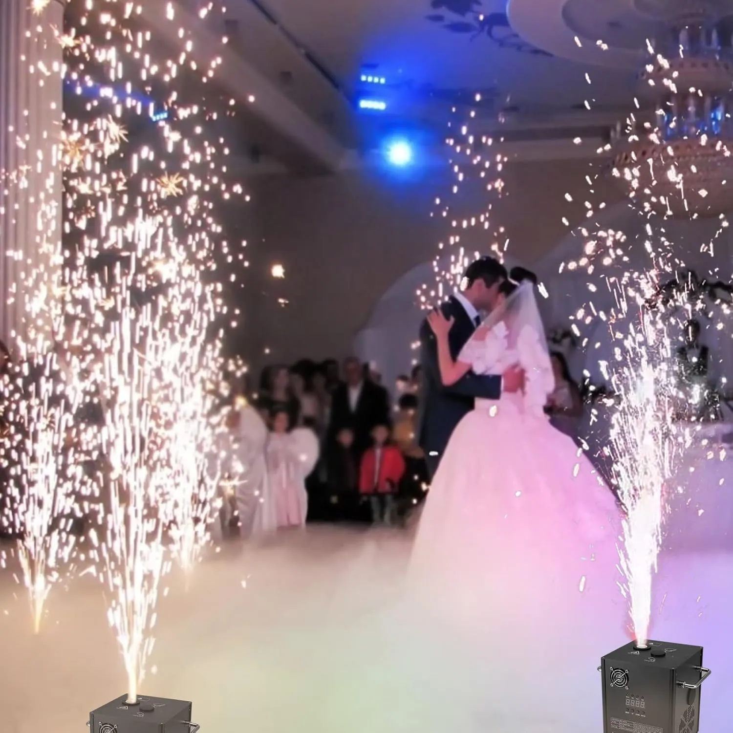 Cold Spark Machine 700W 4PCS Sparkler Fountain with Remote & DMX512 3CH Control, 6–19ft Height Adjustable, Safe & Reusablefor Wedding Party Event Church DJ Show Performance（Not Include Material）