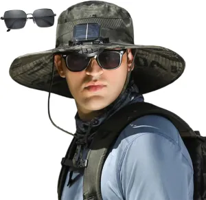 Colitt Fishing Hat with Built in Fan, 2025 New Ultralightwide Brim Solar Fan Outdoor Fishing Hat-Solar & USB Charging