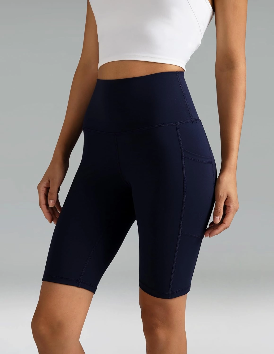 Colorfulkoala Women's High Waisted Biker Shorts with Pockets 8" /10" Inseam Workout Yoga Shorts Running Tights