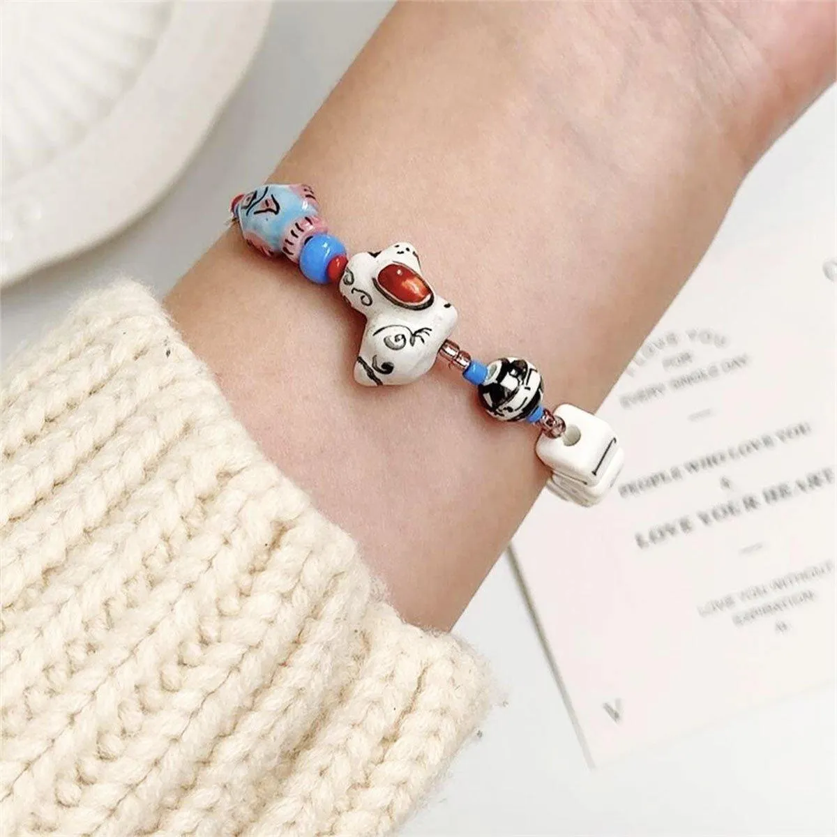Colourful Ceramic Beaded Alphabet Bracelet Fun Cute Girly Multicolor Fashion