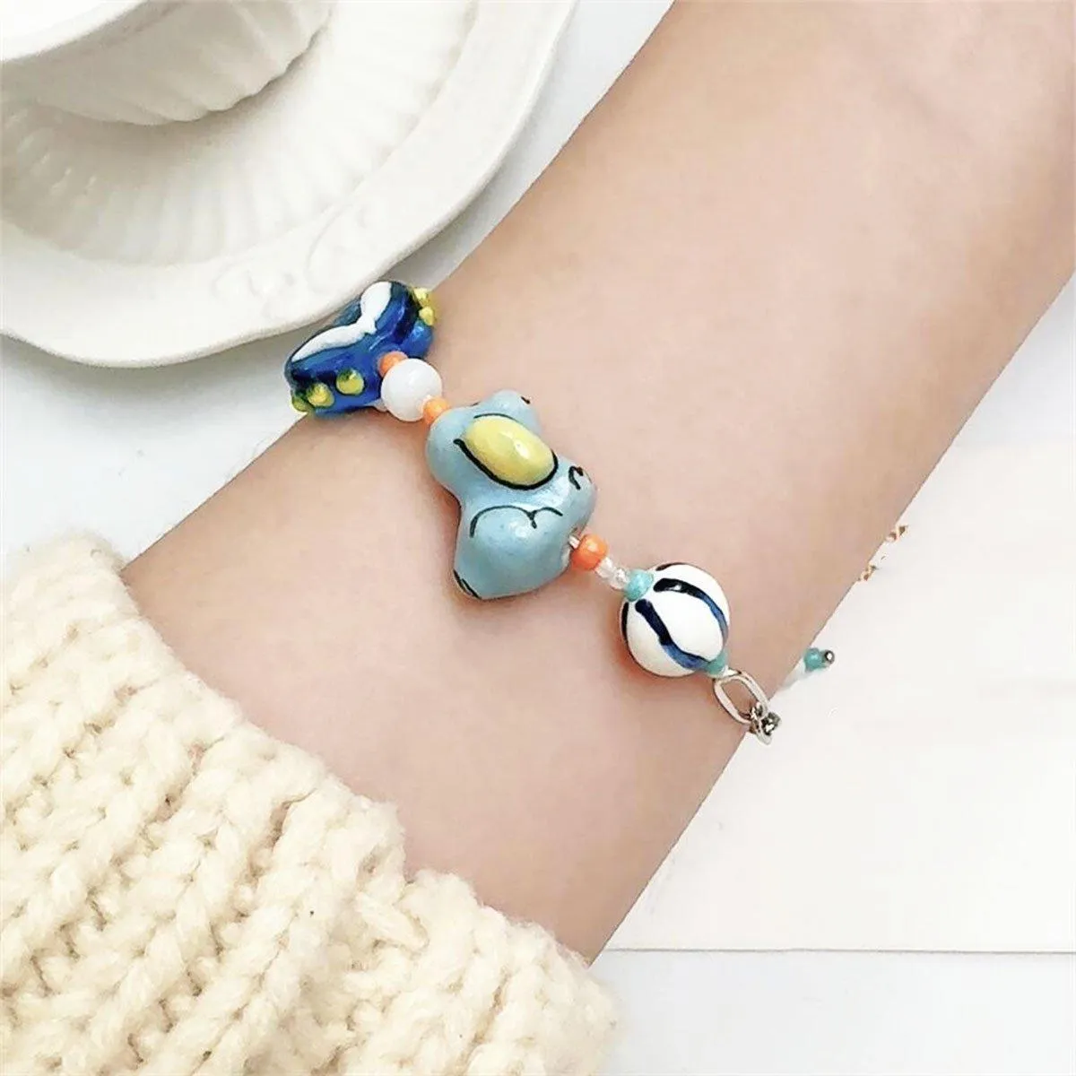 Colourful Ceramic Beaded Alphabet Bracelet Fun Cute Girly Multicolor Fashion