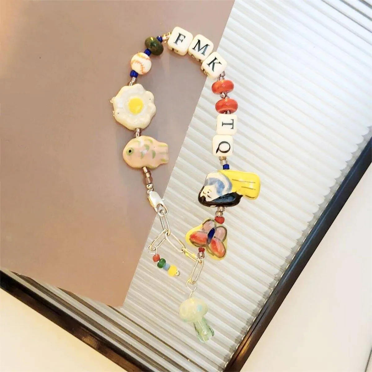 Colourful Ceramic Beaded Alphabet Bracelet Fun Cute Girly Multicolor Fashion