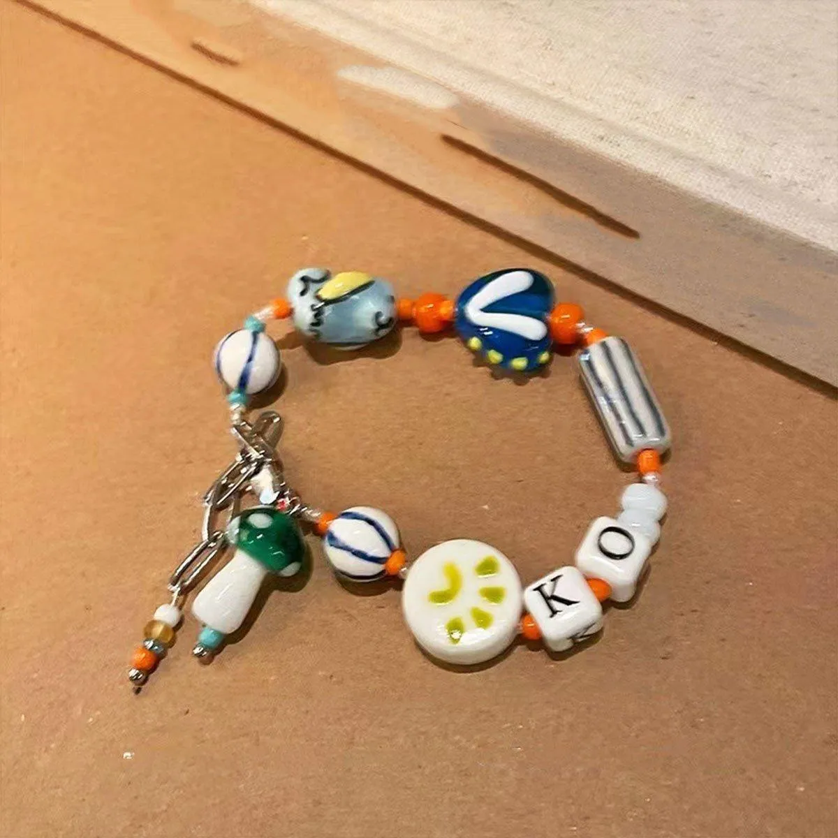 Colourful Ceramic Beaded Alphabet Bracelet Fun Cute Girly Multicolor Fashion
