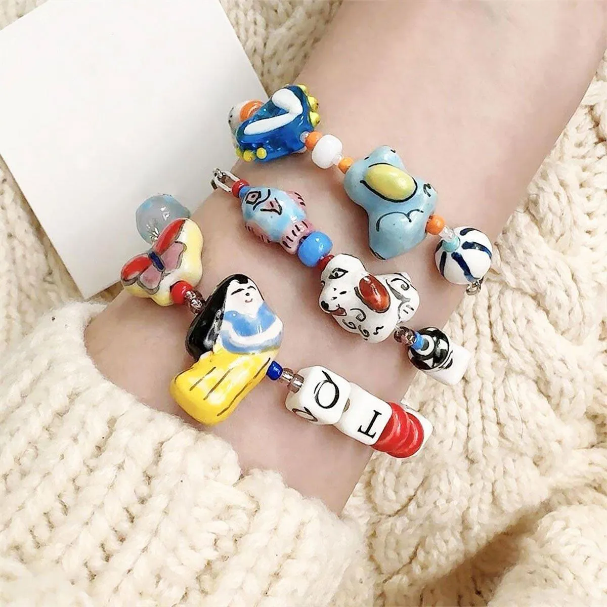 Colourful Ceramic Beaded Alphabet Bracelet Fun Cute Girly Multicolor Fashion