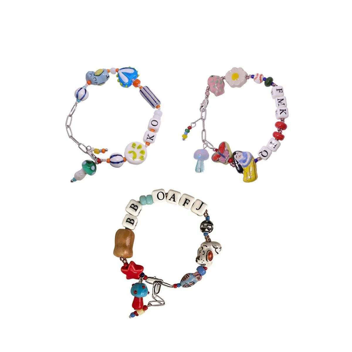 Colourful Ceramic Beaded Alphabet Bracelet Fun Cute Girly Multicolor Fashion