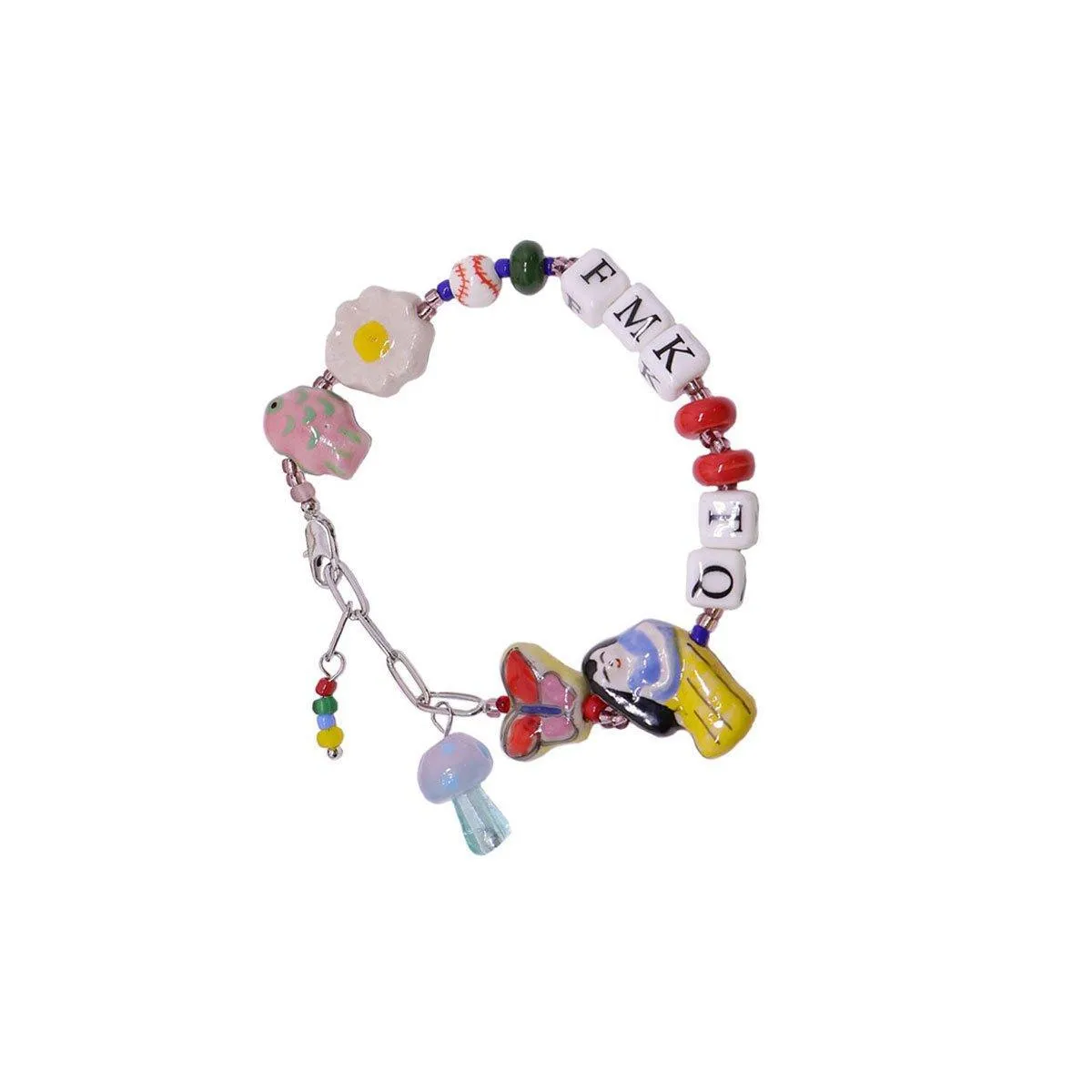 Colourful Ceramic Beaded Alphabet Bracelet Fun Cute Girly Multicolor Fashion