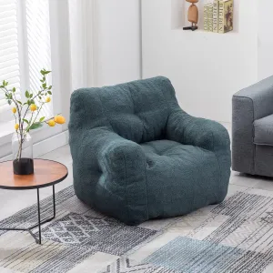 Comfortable Seating Solution with Soft Teddy Fabric Tufted Foam Bean Bag Chair, Ergonomic Design, Indoor Use, Green