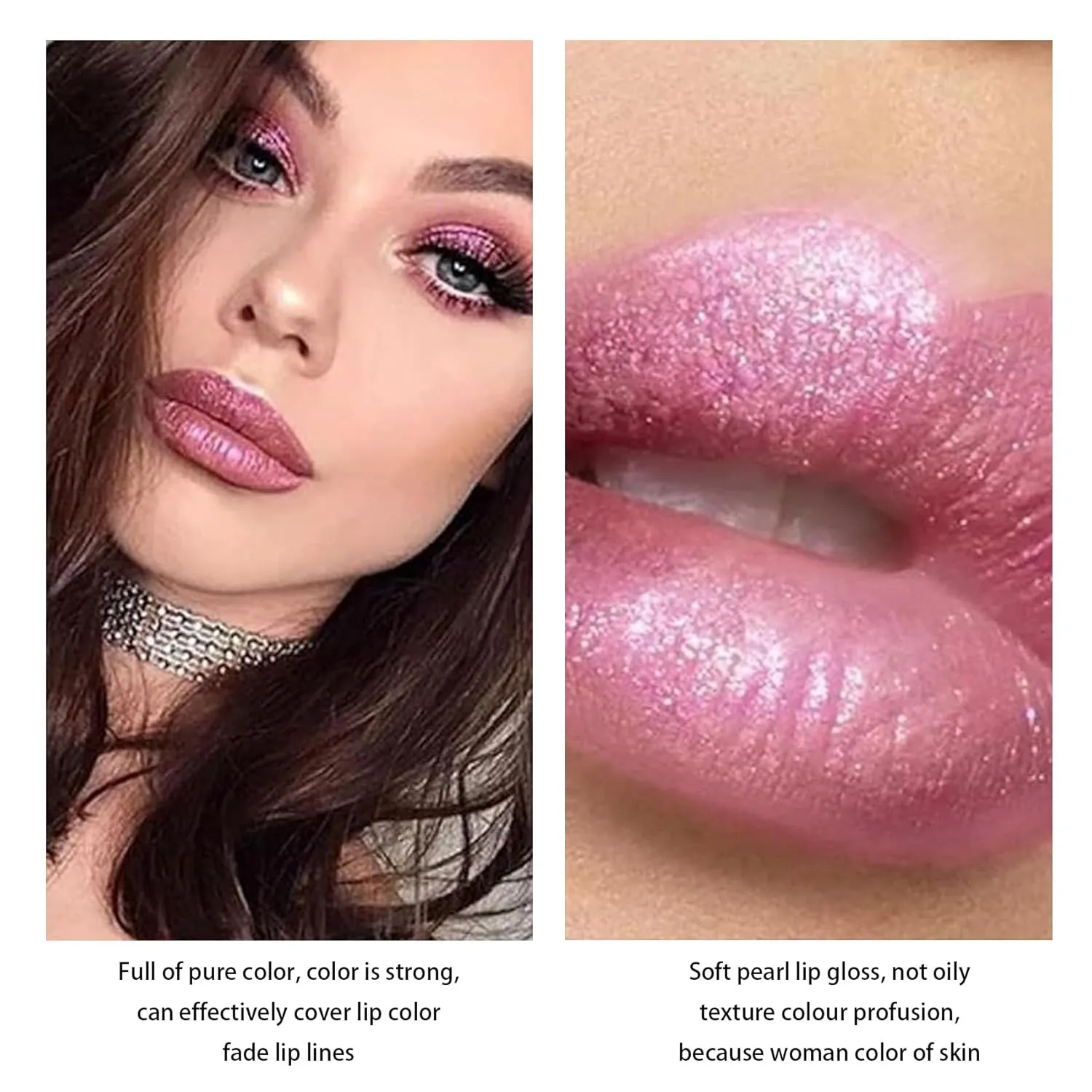 Comparison Diamond Lip Gloss Glitter Lipstick Waterproof, Diamond Glitter Lipstick, Non-Stick Plumping Shiny Matte Metallic Lipsticks for Women (03#,04#)