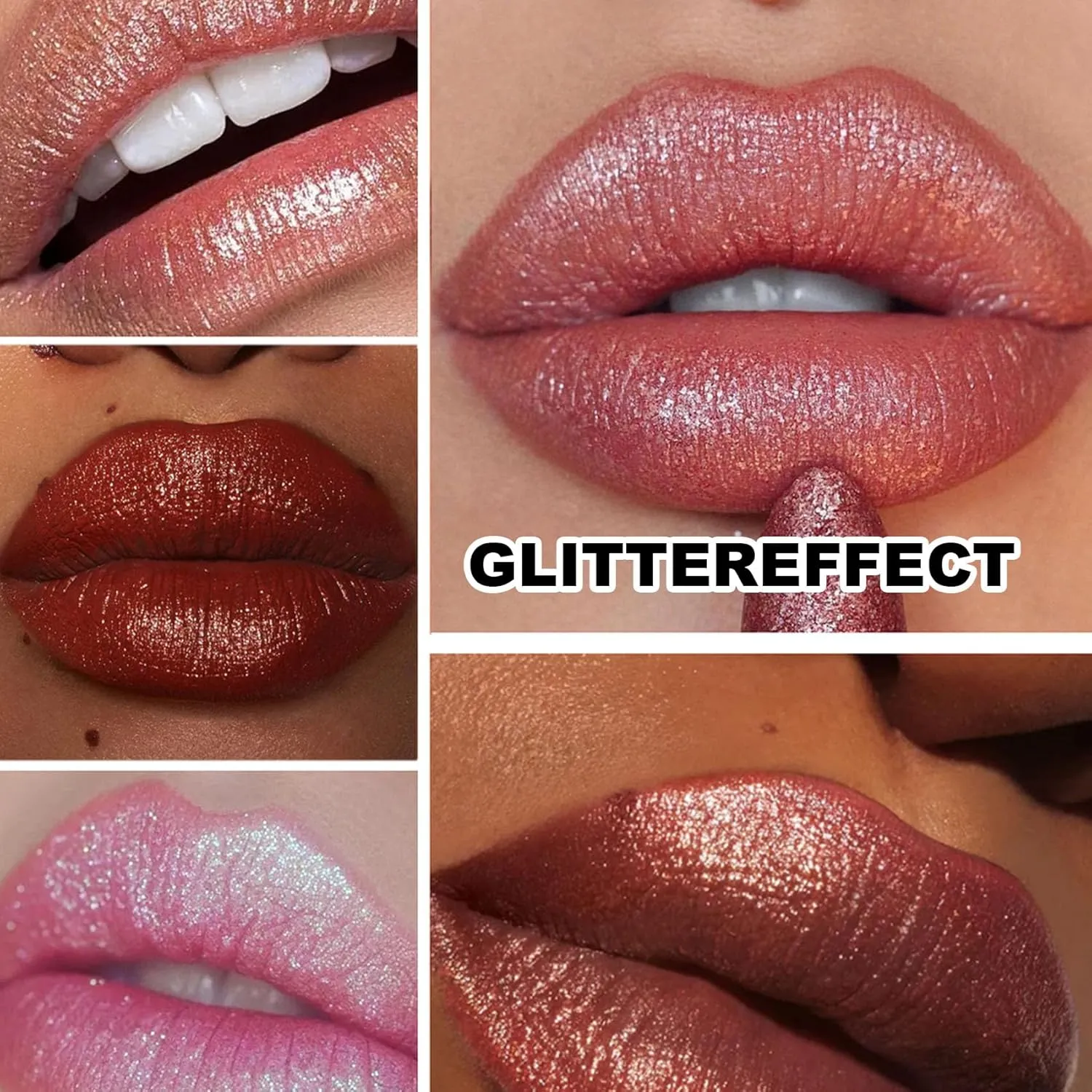 Comparison Diamond Lip Gloss Glitter Lipstick Waterproof, Diamond Glitter Lipstick, Non-Stick Plumping Shiny Matte Metallic Lipsticks for Women (03#,04#)