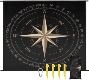 Compass Rose Beach Blanket Waterproof Sandproof Artwork Black Extra Large Beach Mat Sand Free Quick Drying Lightweight Durable Outdoor Picnic Blanket for Travel, Camping, Hiking