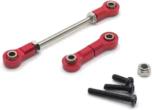 Compatible with WLtoys 284131 K969 K979 K989 K999 P929 P939 RC01 for Mini-Q for Mini-Z 1/28 RC Car Parts Metal Upgrade Front Steering Link RC Tie Link Rods(Red)