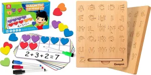Coogam Wooden Letters Practicing Board   Montessori Educational Toy Gift for Preschool Kindergarten 3 4 5 Year Old Toddlers