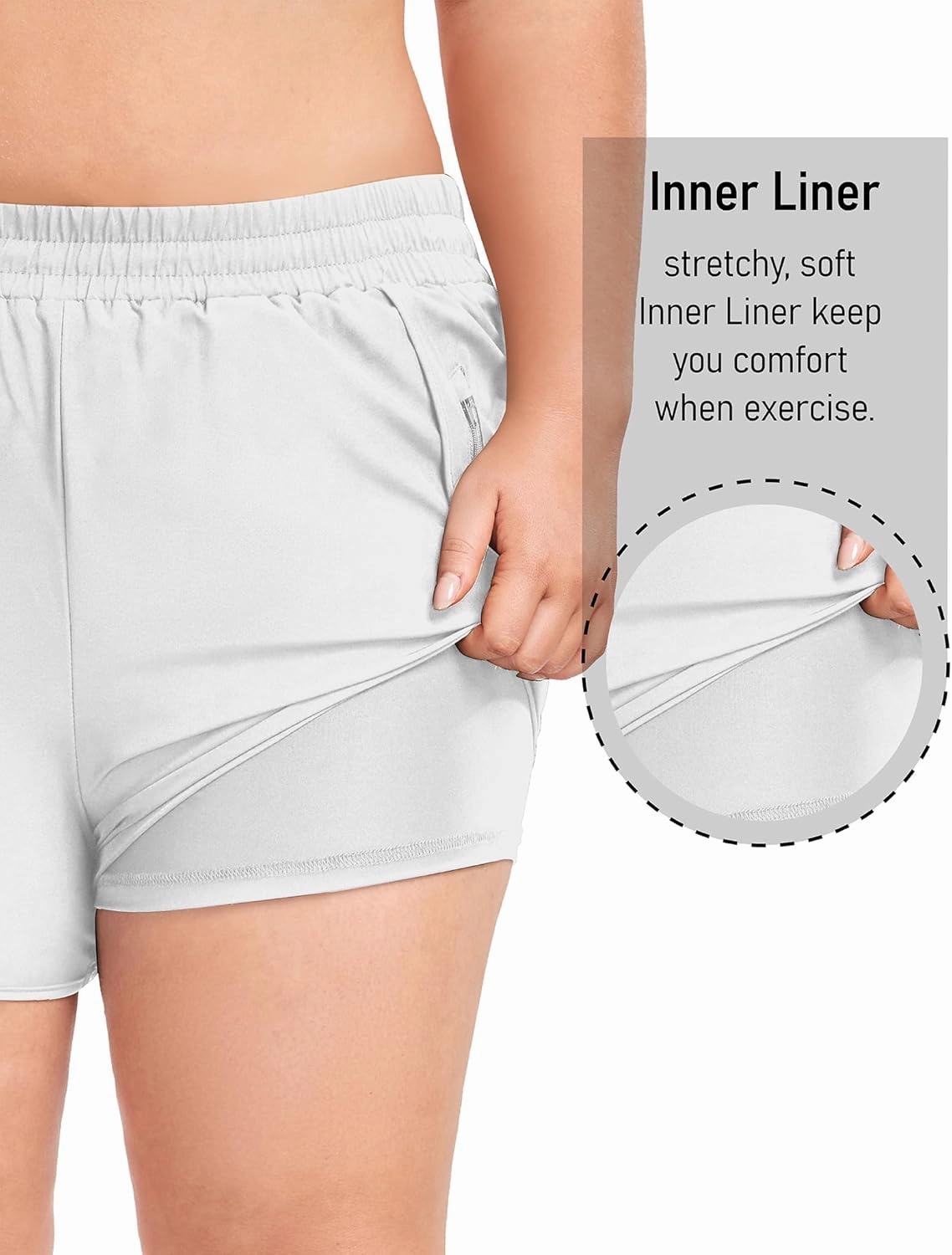 COOTRY Women's Athletic Shorts Plus Size High Waisted Quick Dry Gym Running Workout Clothes with Zip Pockets 3 Inch