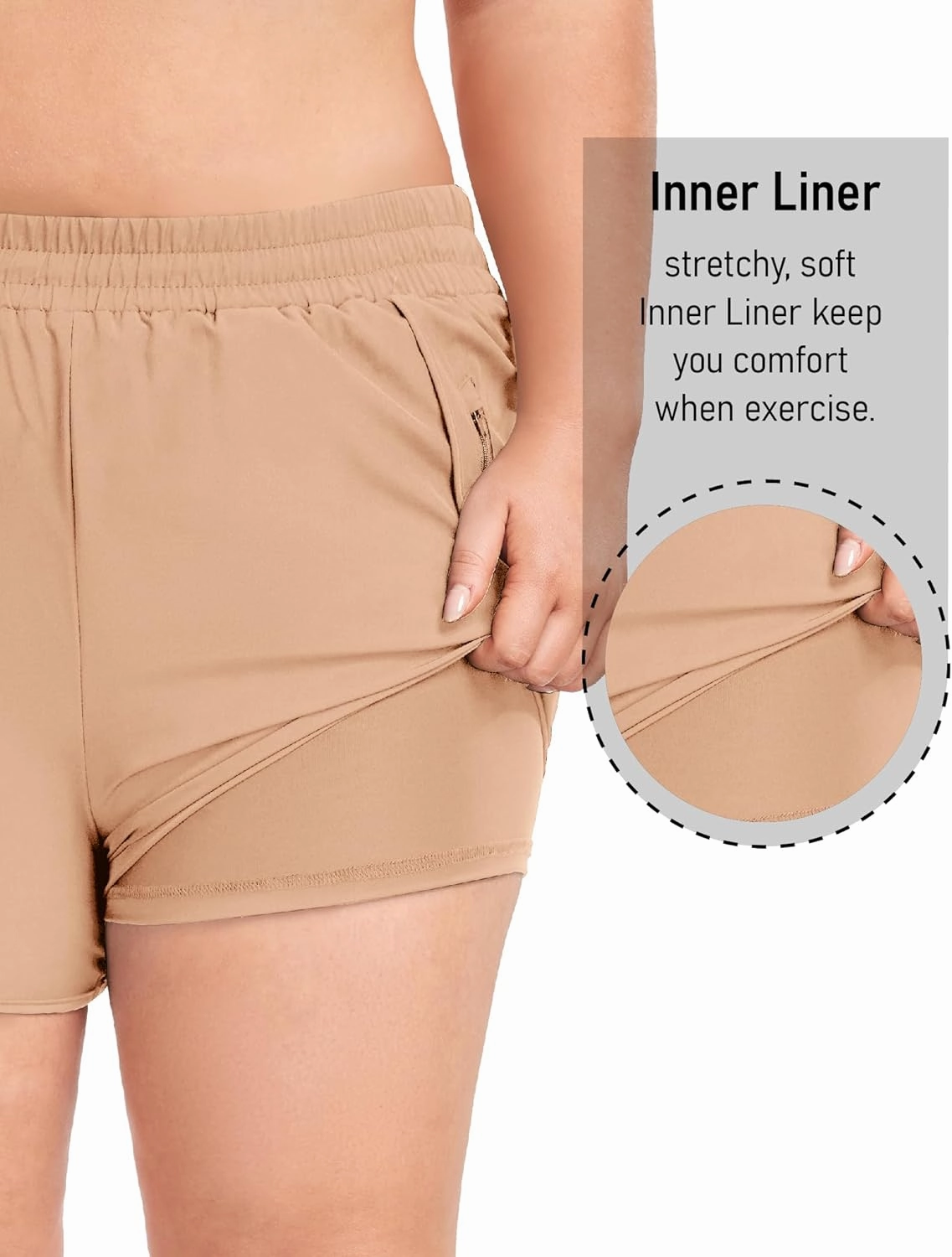 COOTRY Women's Athletic Shorts Plus Size High Waisted Quick Dry Gym Running Workout Clothes with Zip Pockets 3 Inch