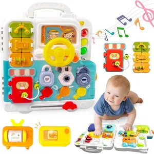 COVTOY Montessori Busy Board for 1-2 Year Olds, Musical & Educational Toddler Toys, Birthday Gifts for Boys & Girls, Travel Toys