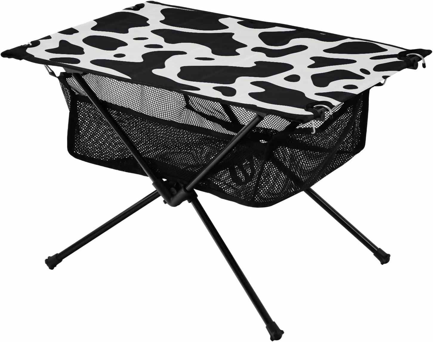 Cow Texture Portable Folding Camping Table, Compact Lightweight Beach Table with Carrying Bag for Outdoor Picnics, BBQs, Camp